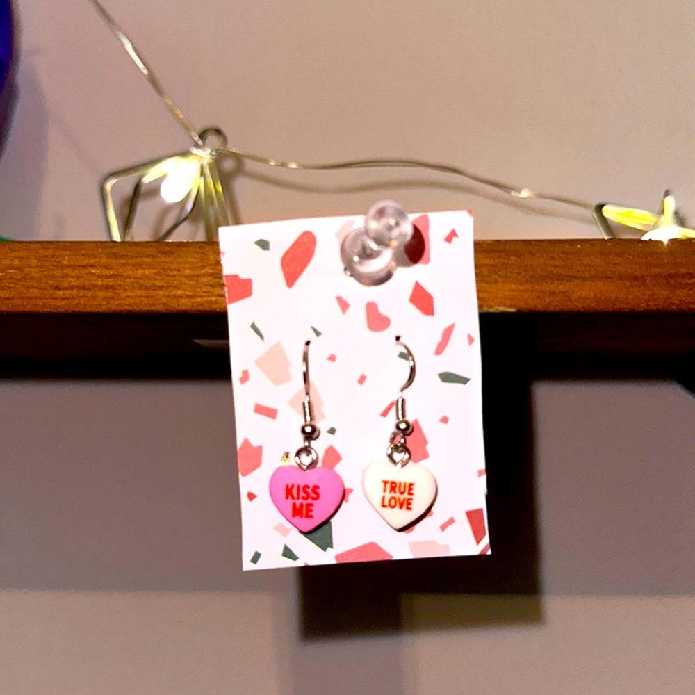 Handmade conversation heart earrings